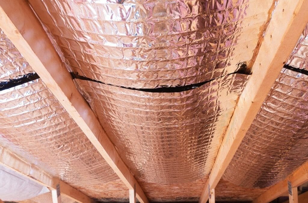 Attic with newly installed insulation